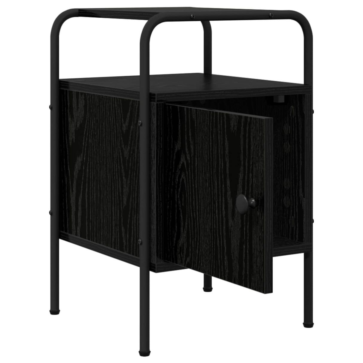 Bedside Cabinet Black Oak Engineered Wood