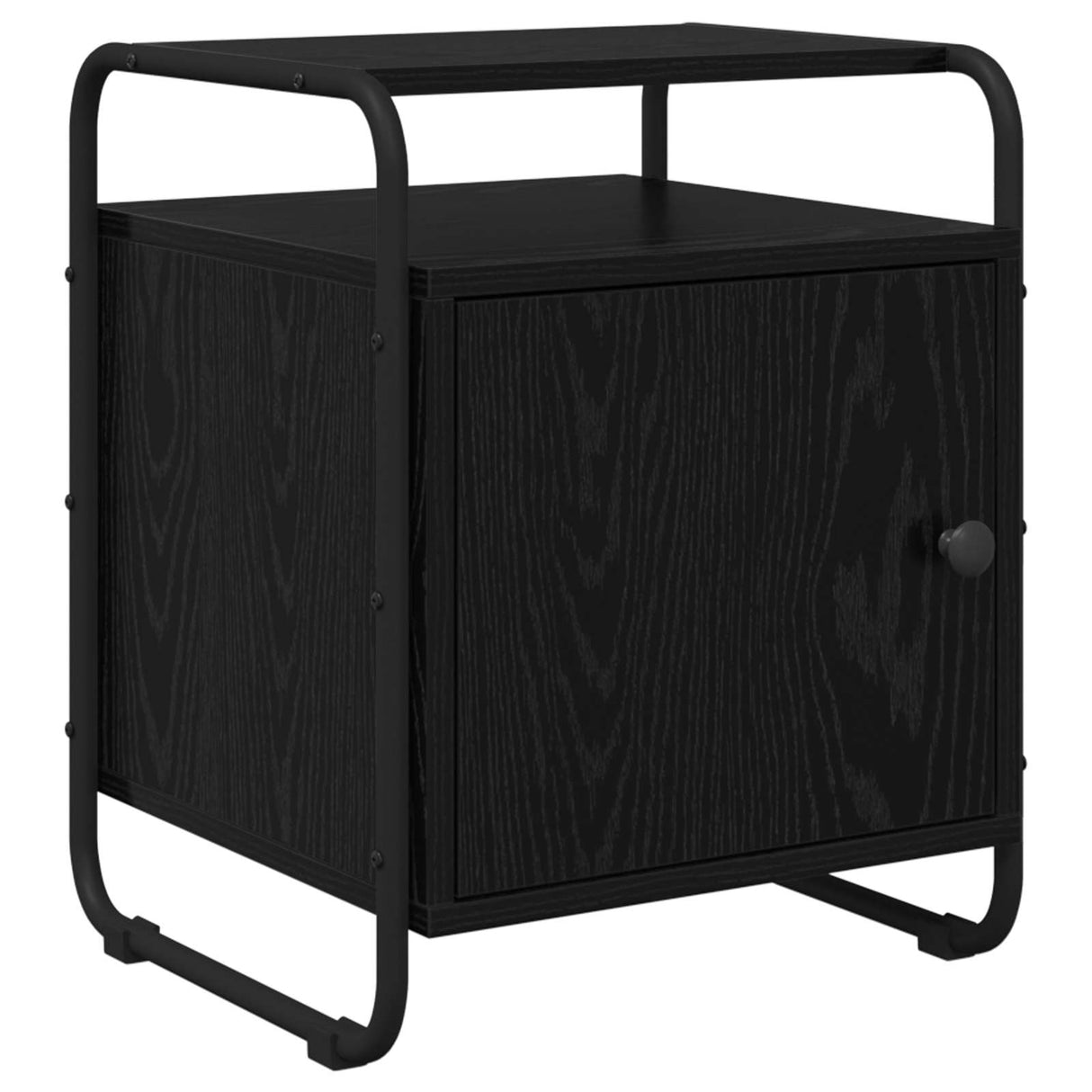 Bedside Cabinet Black Oak Engineered Wood