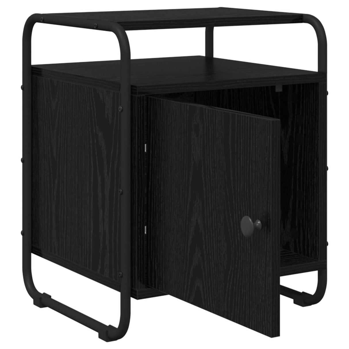 Bedside Cabinet Black Oak Engineered Wood