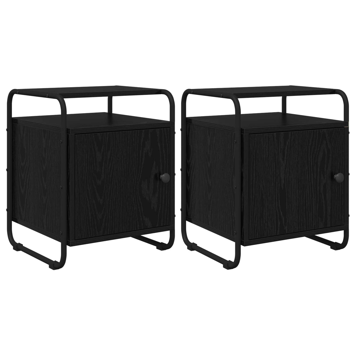 Bedside Cabinet 2 pcs Black Oak Engineered Wood