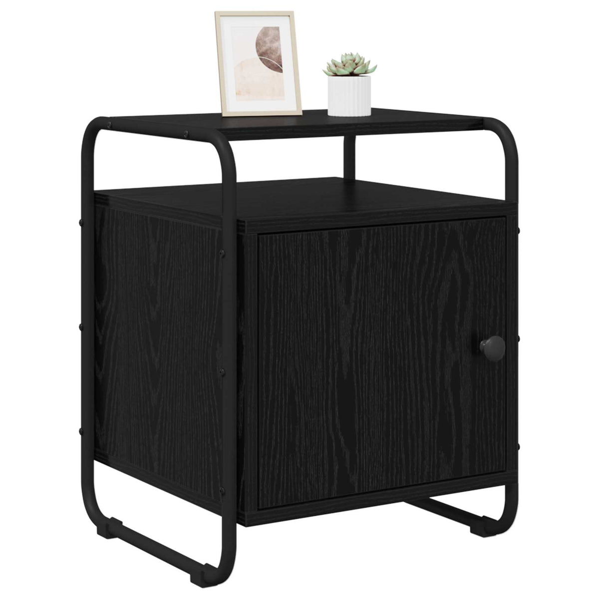 Bedside Cabinet 2 pcs Black Oak Engineered Wood