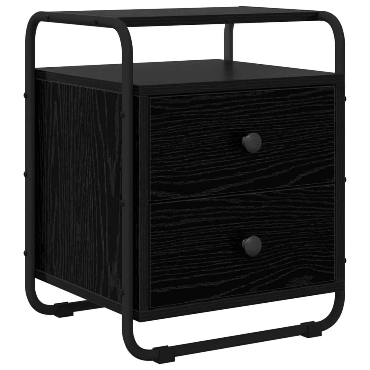Bedside Cabinet Black Oak Engineered Wood