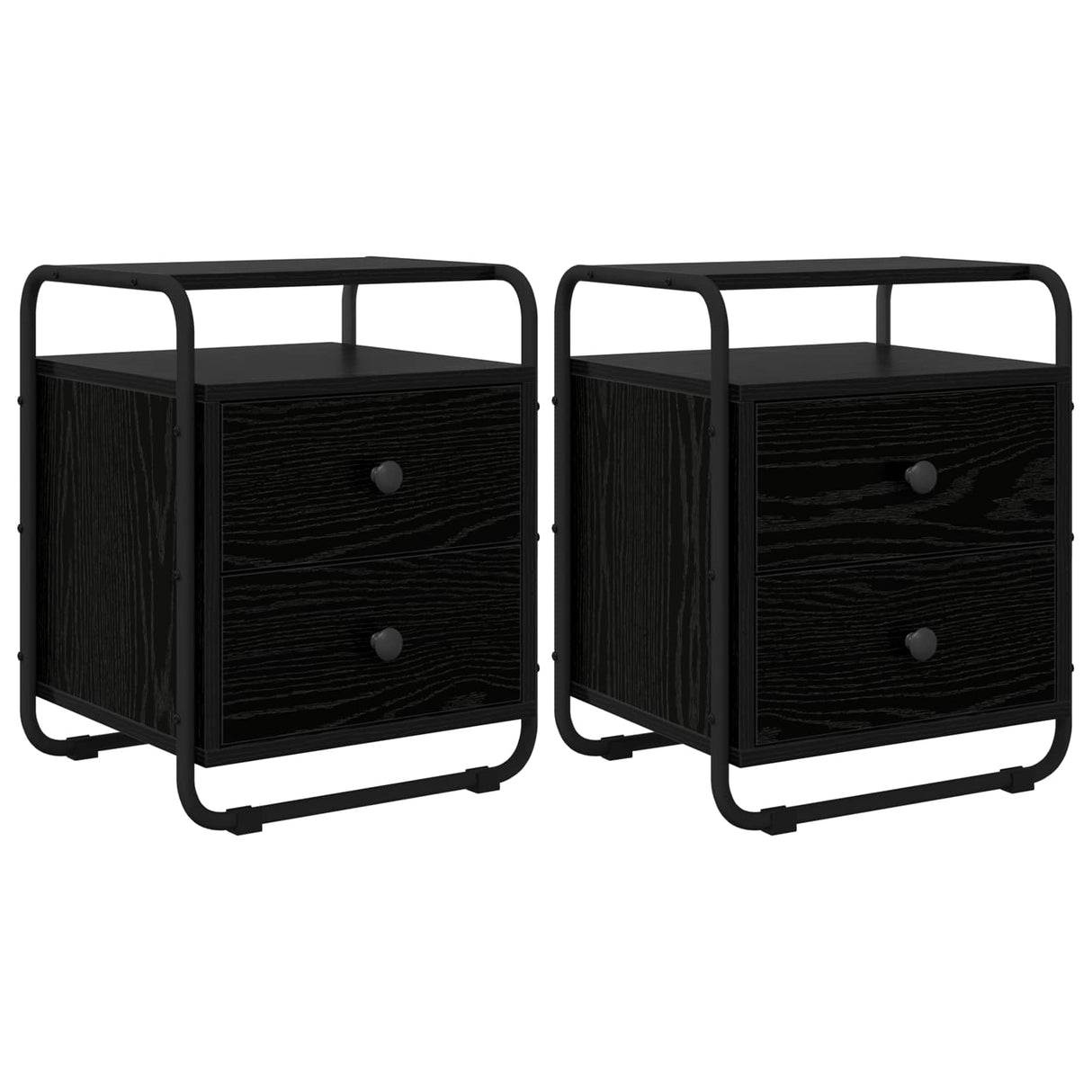 Bedside Cabinet 2 pcs Black Oak Engineered Wood