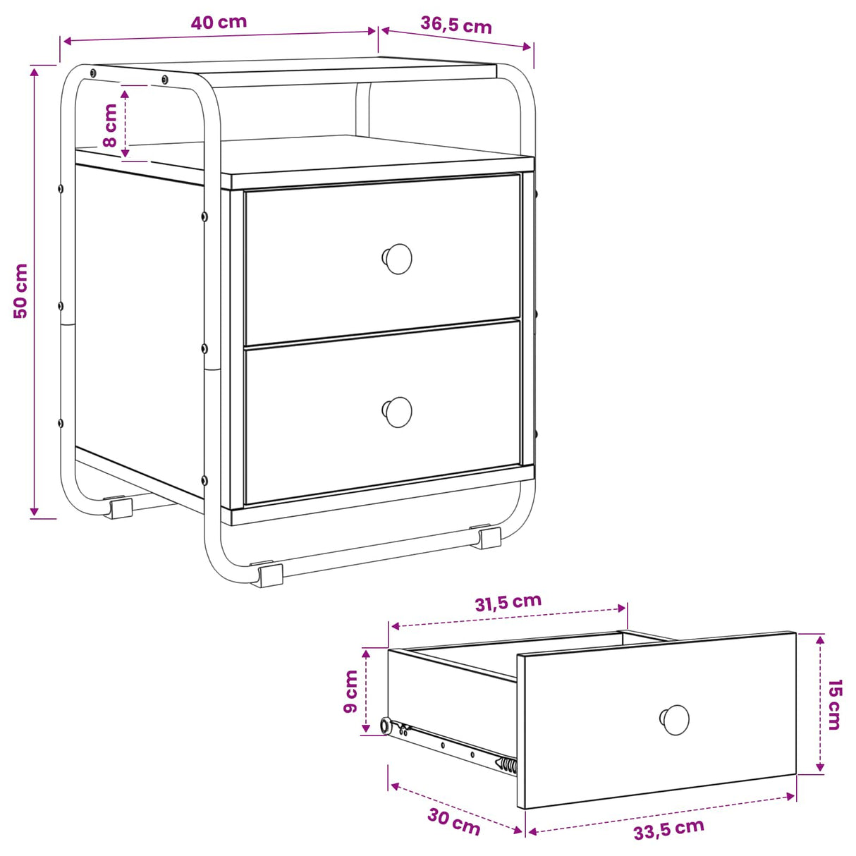Bedside Cabinet 2 pcs Black Oak Engineered Wood