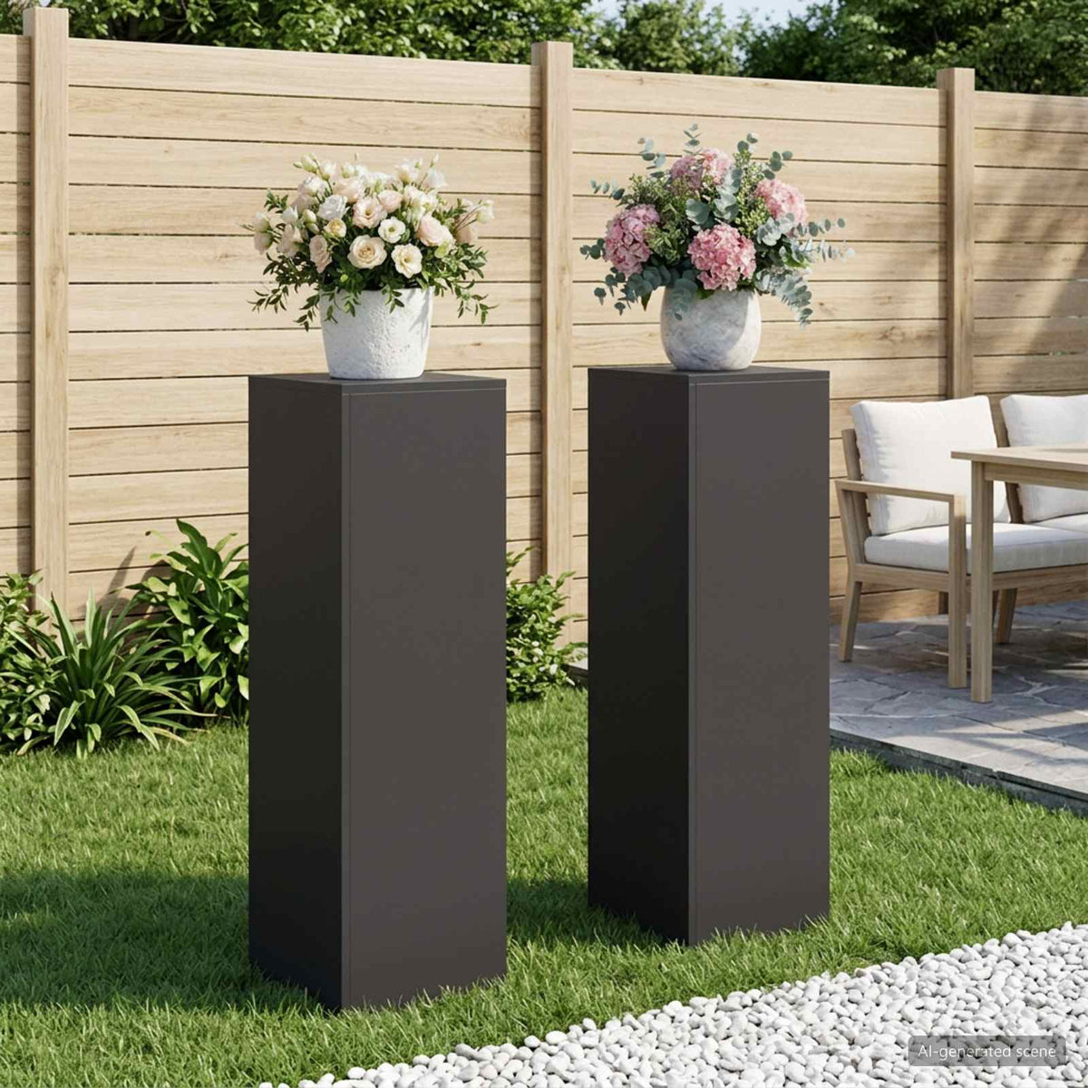 Plant Stand 2 pcs Black 30 x 30 x 100 cm Steel