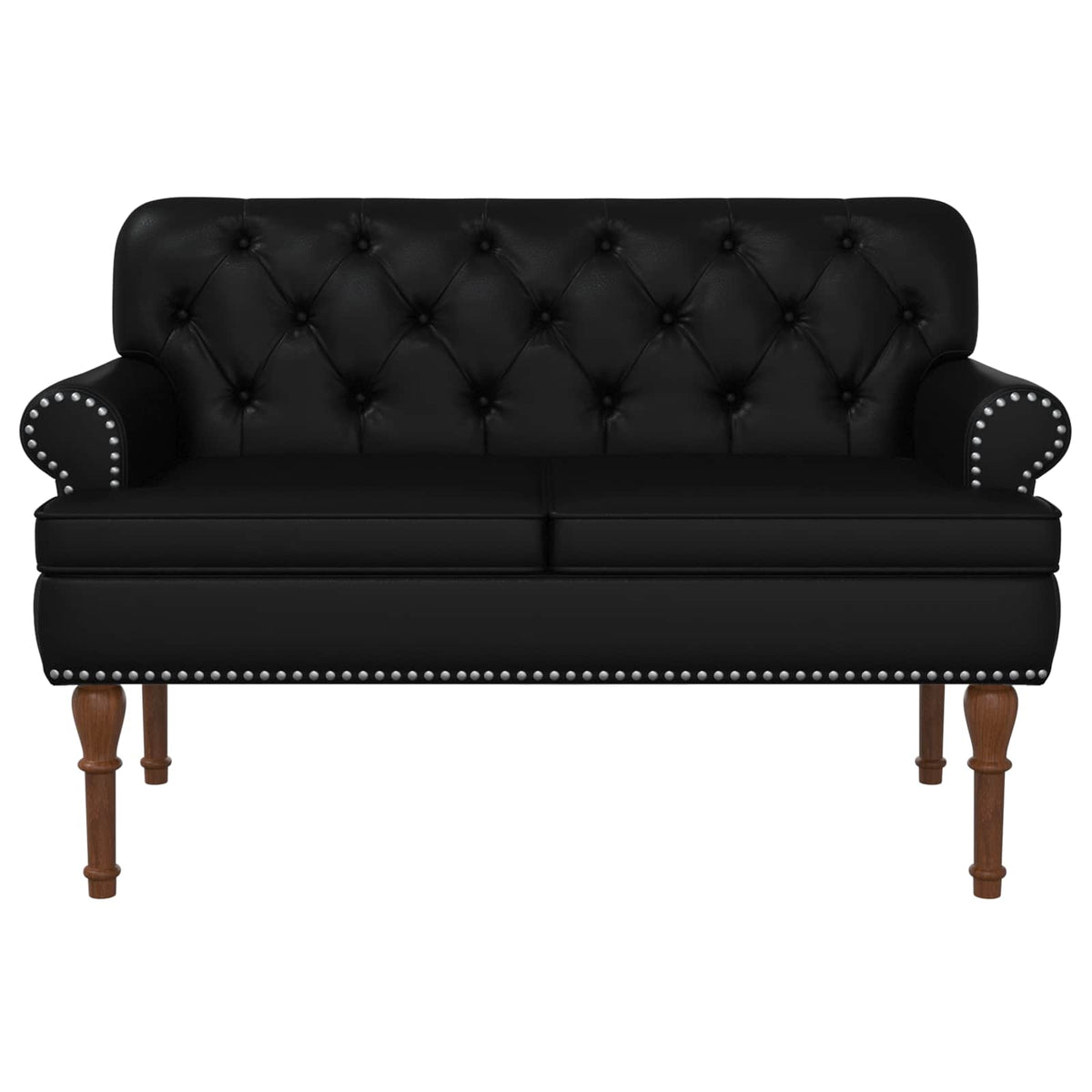 Loveseat with button tufted Black 120 x 65 x 77 cm Faux Leather