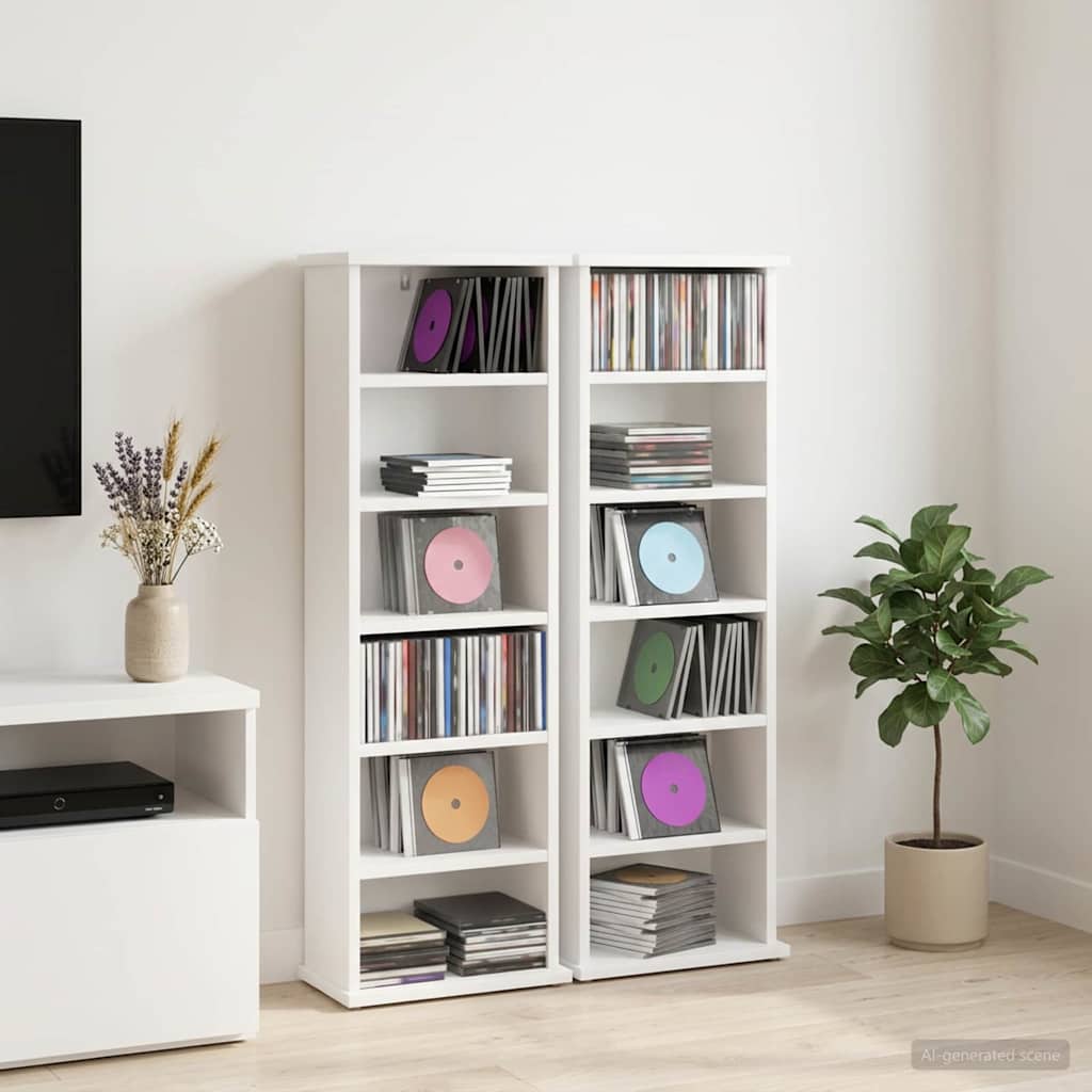 CD Cabinet 2 pcs White 60 x 17 x 92 cm Engineered Wood