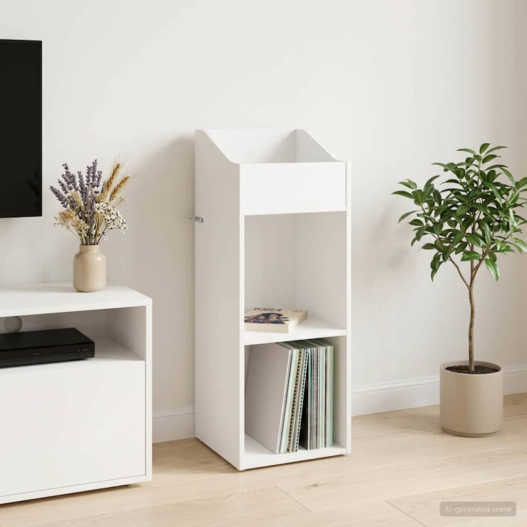 Record Cabinet White 36 x 36 x 95.5 cm Engineered Wood