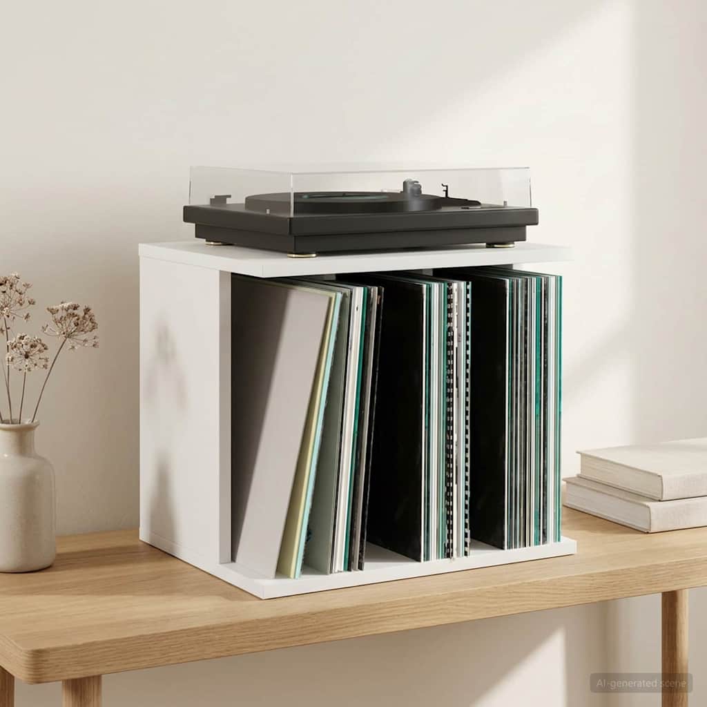 Vinyl Record Storage White 42 x 33 x 36 cm Engineered Wood
