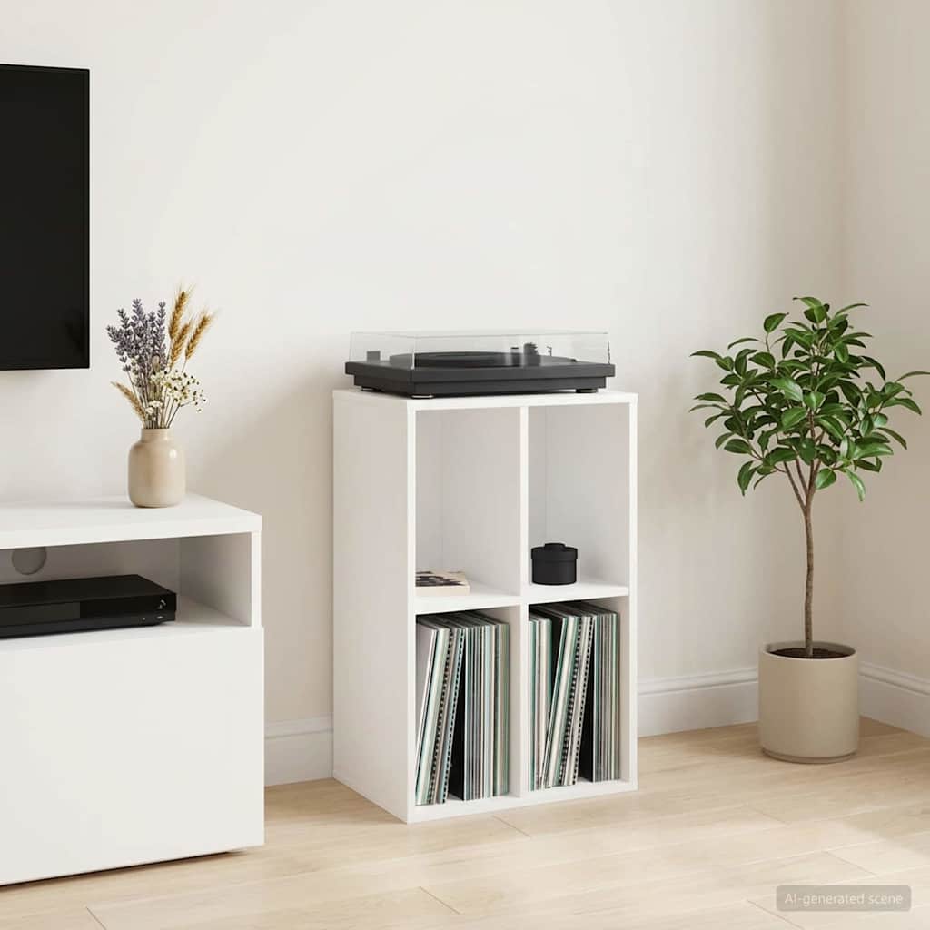 Record Cabinet White 44.5 x 36.5 x 74.5 cm Engineered Wood