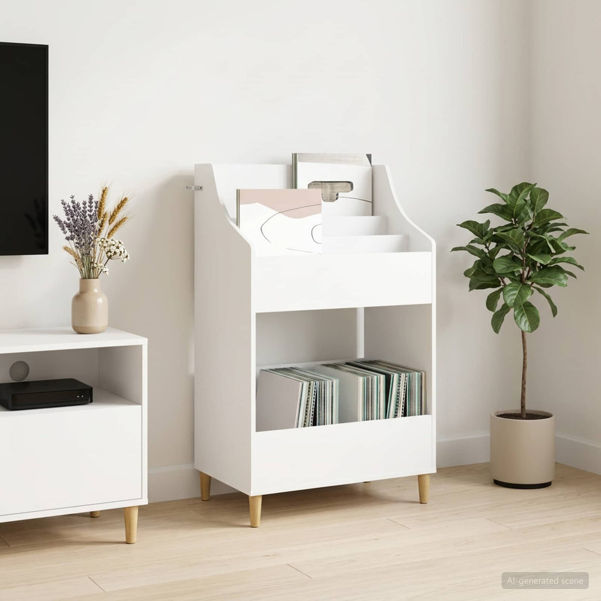 Media Shelves White 70.5 x 46 x 112 cm Engineered Wood