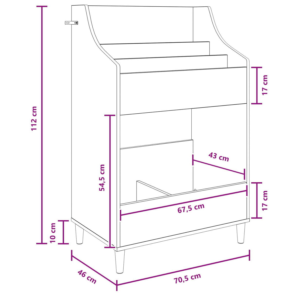 Media Shelves White 70.5 x 46 x 112 cm Engineered Wood