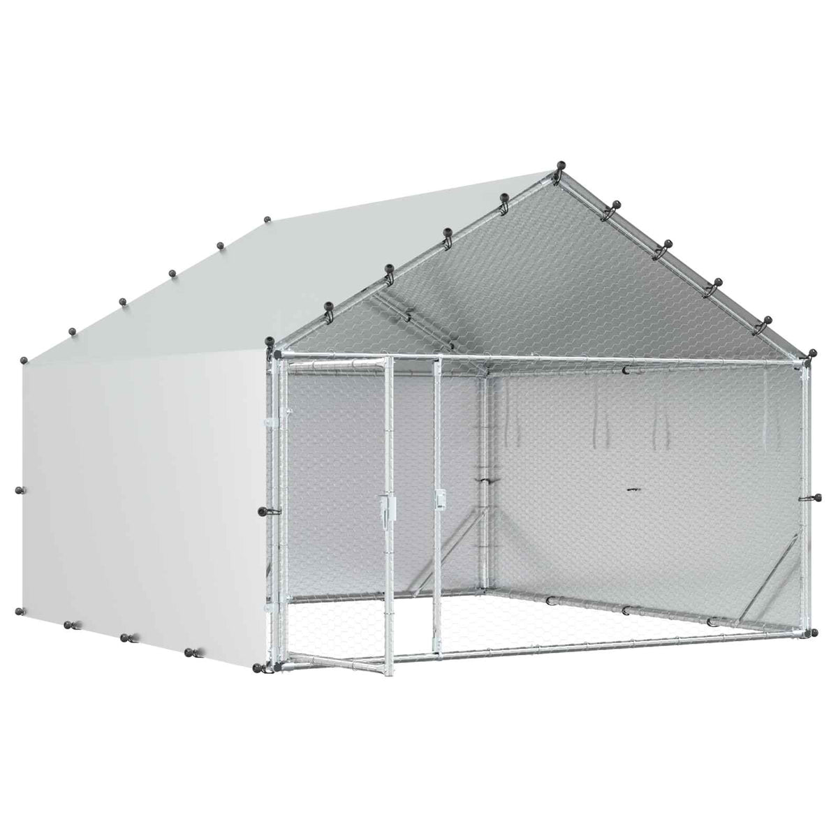 Chicken Coop with Roof Silver 200 x 200 x 150 cm