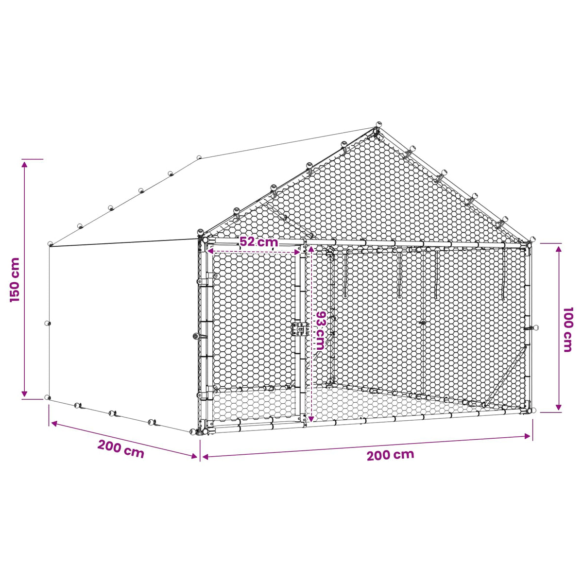 Chicken Coop with Roof Silver 200 x 200 x 150 cm