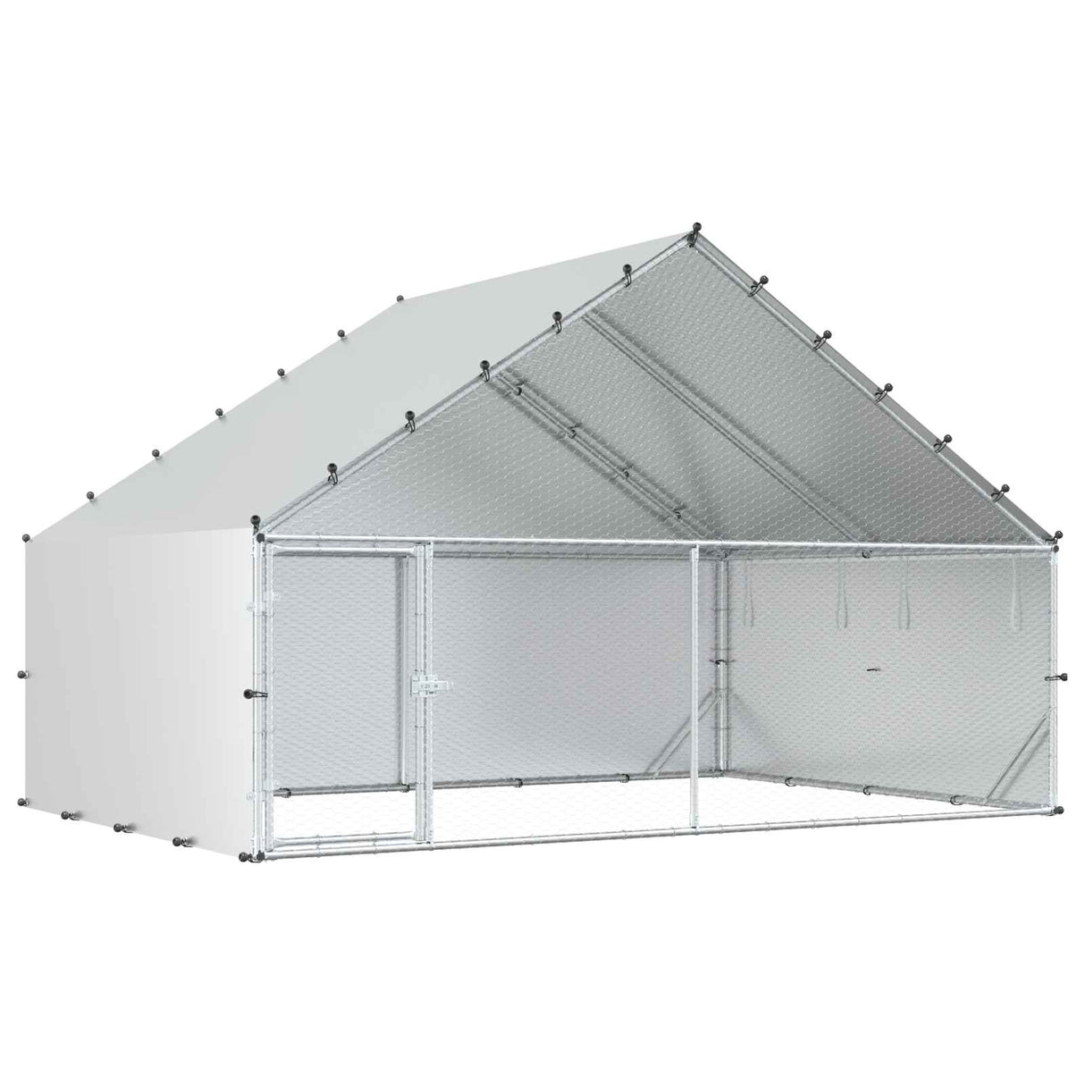 Chicken Coop with Roof Silver 300 x 200 x 190 cm