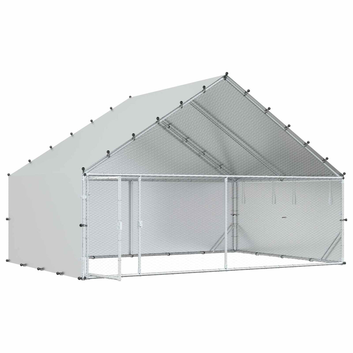 Chicken Coop with Roof Silver 300 x 200 x 190 cm
