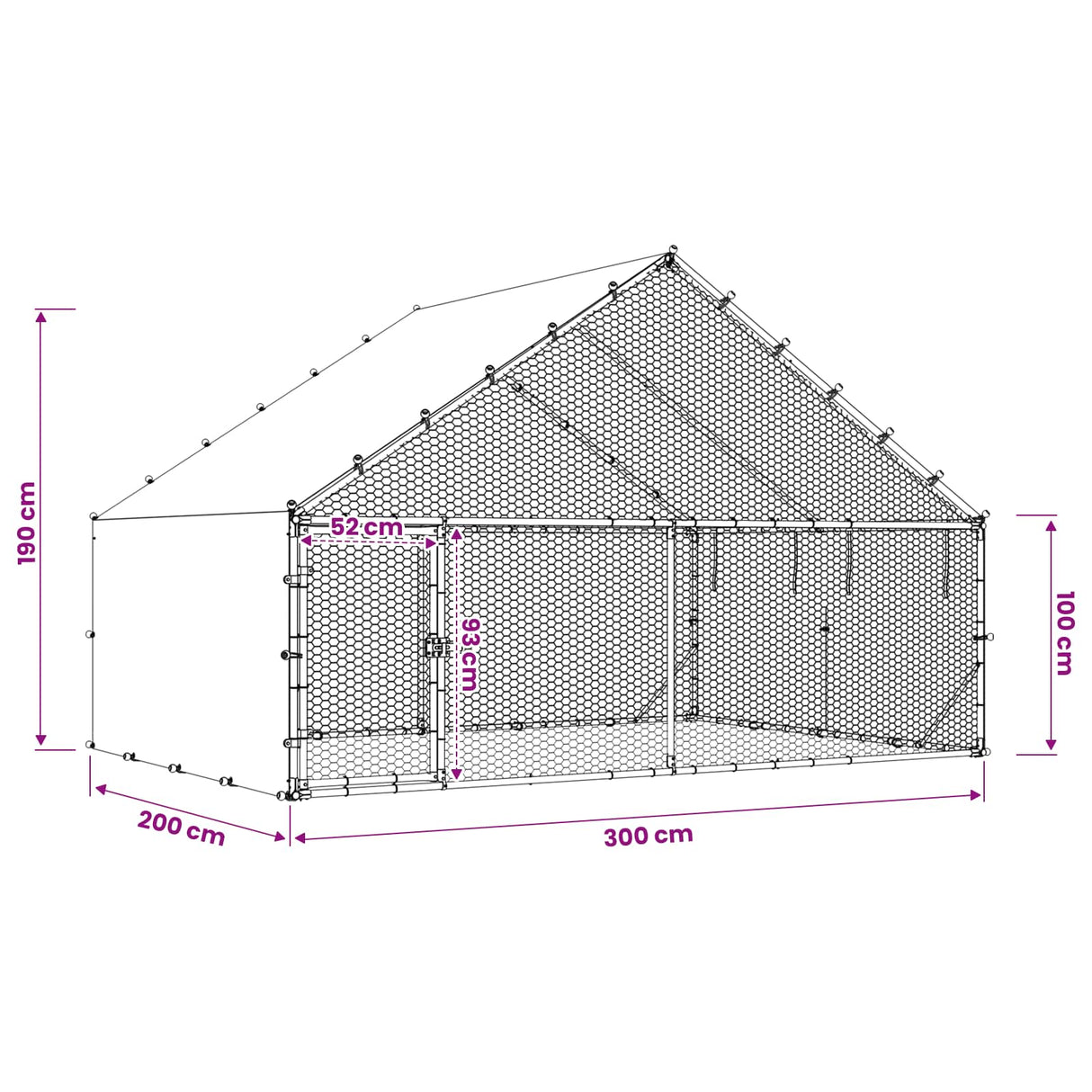 Chicken Coop with Roof Silver 300 x 200 x 190 cm