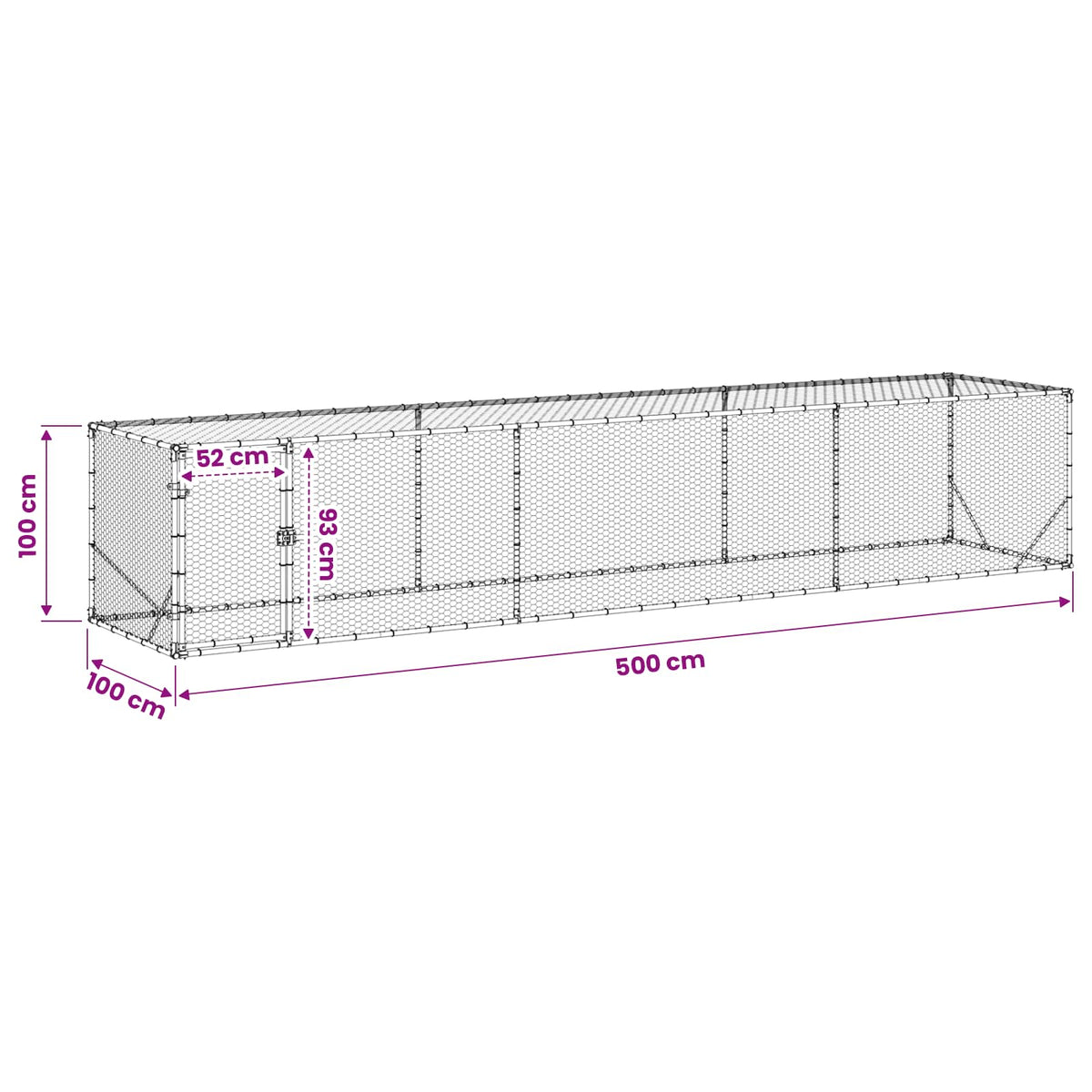 Chicken Yard Silver 500 x 100 x 100 cm Galvanised Steel