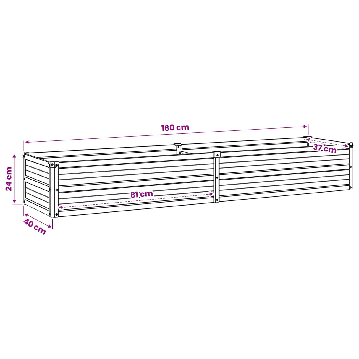 Raised Garden Bed Anthracite 160 x 40 x 24 cm cold-rolled steel