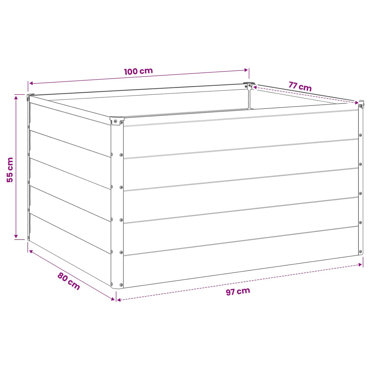 Raised Garden Bed Rusty 100 x 80 x 55 cm corton