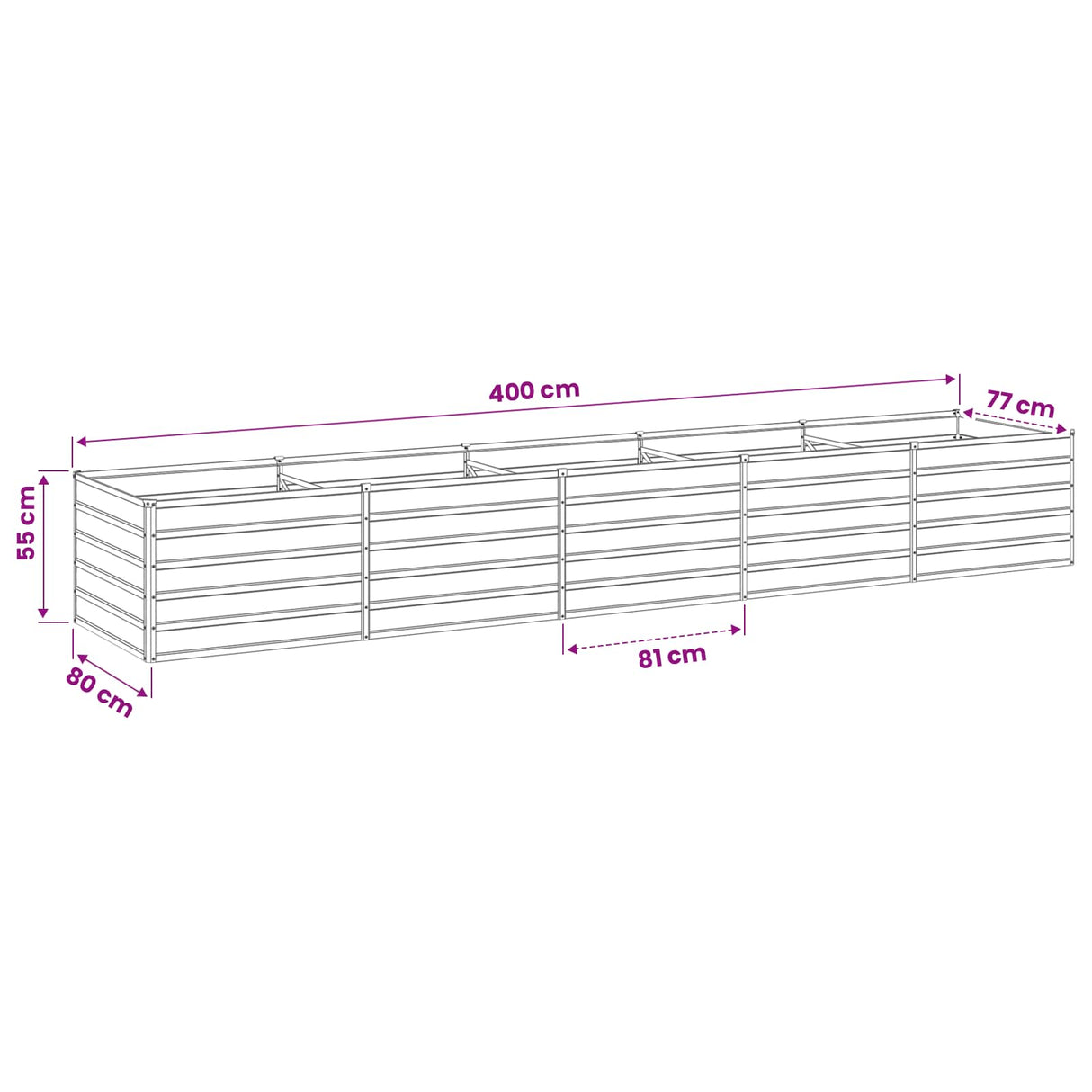 Raised Garden Bed Rusty 400 x 80 x 55 cm corton