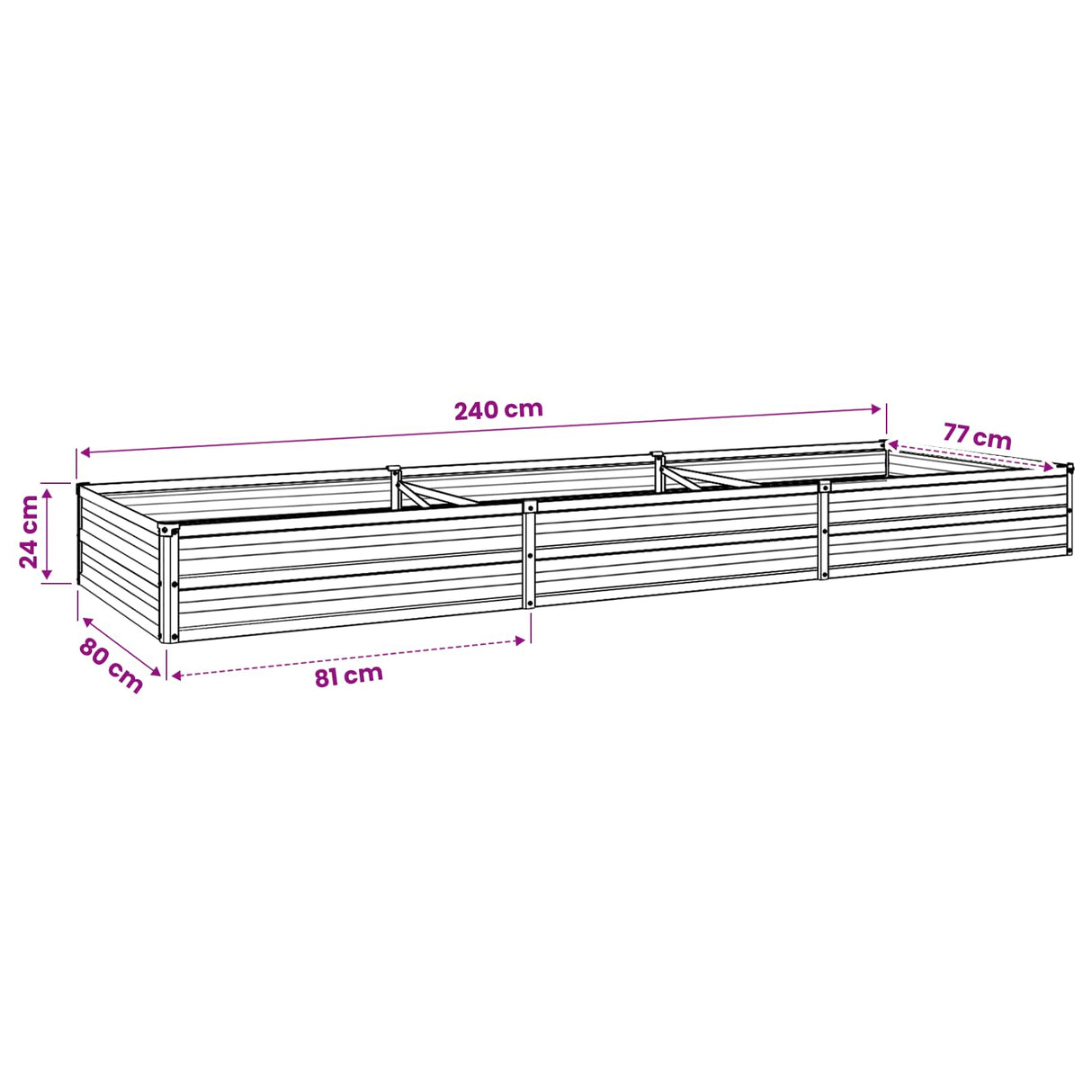 Raised Garden Bed Anthracite 240 x 80 x 24 cm cold-rolled steel