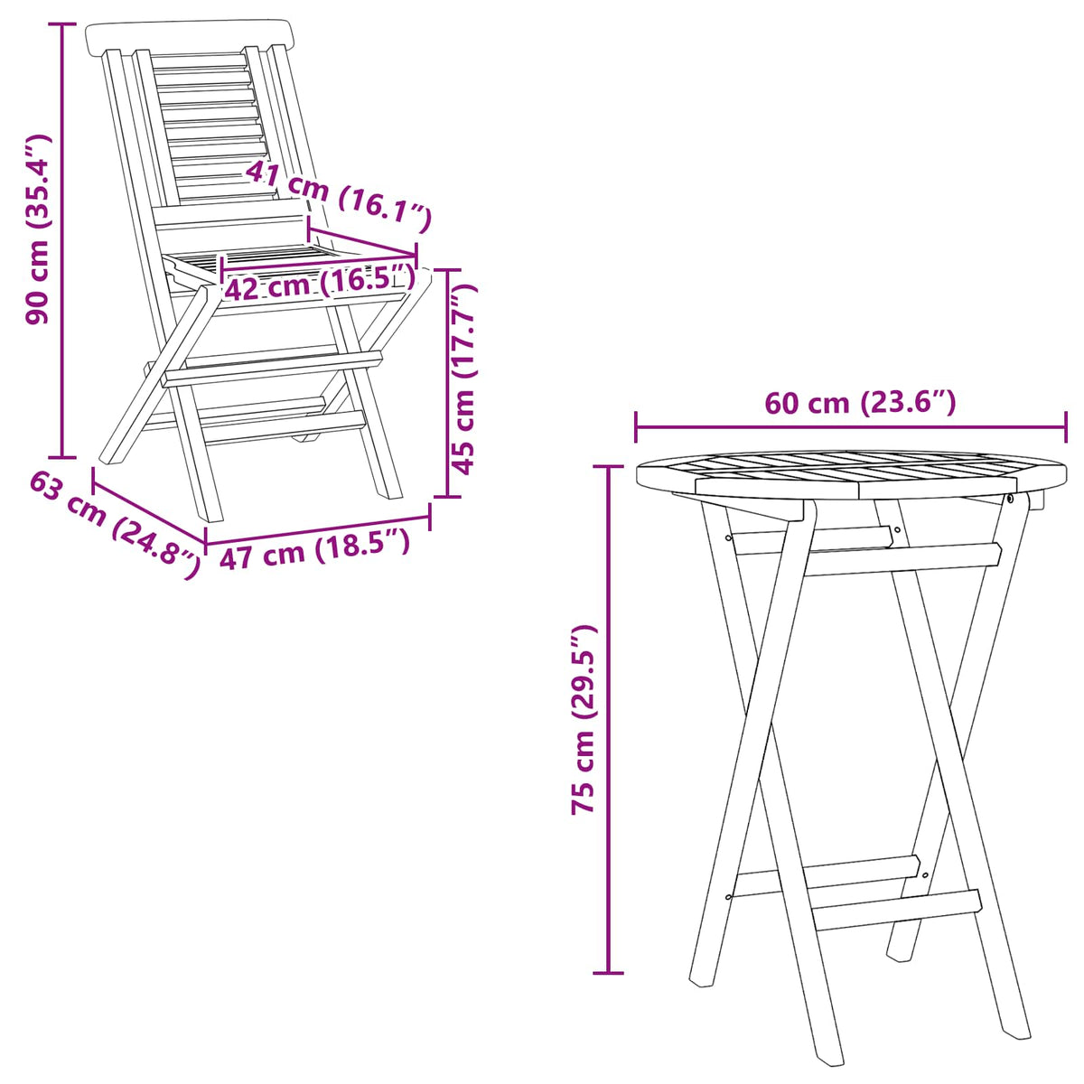Garden Set 5 pcs Brown Solid Teak Wood
