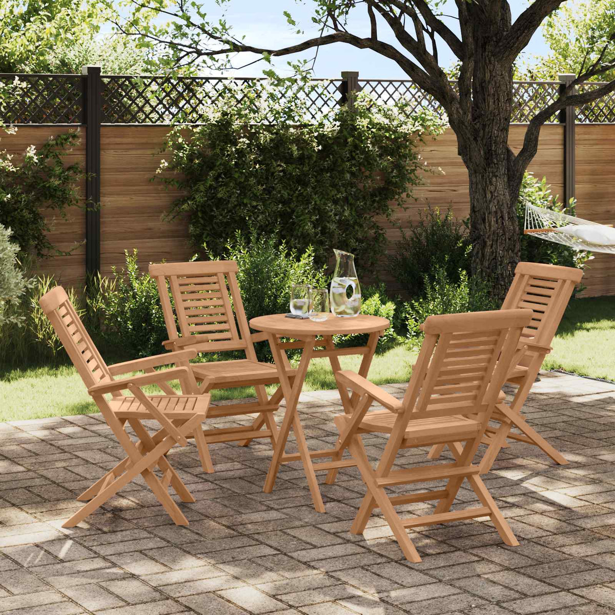 Garden Set 5 pcs Brown Solid Teak Wood