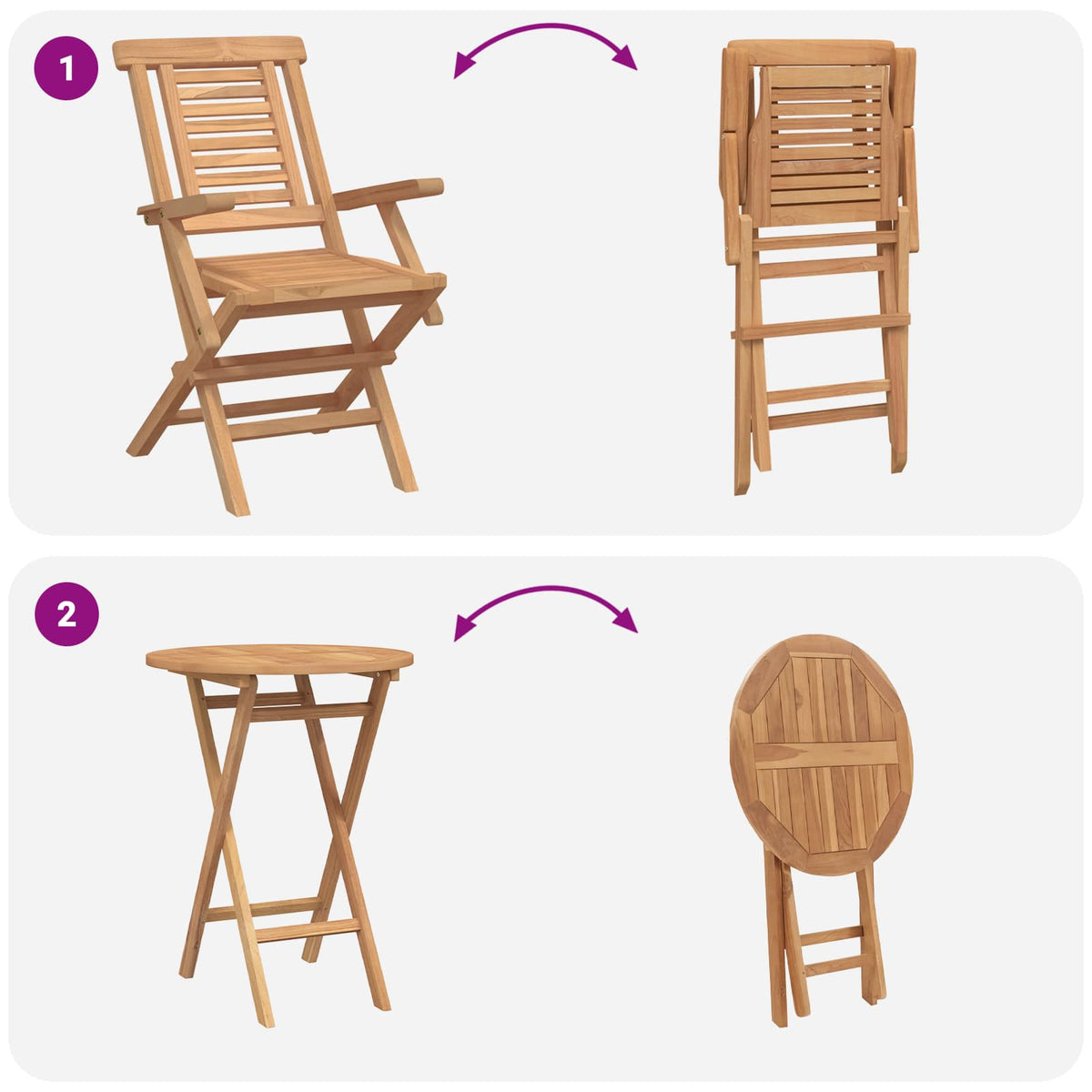 Garden Set 5 pcs Brown Solid Teak Wood