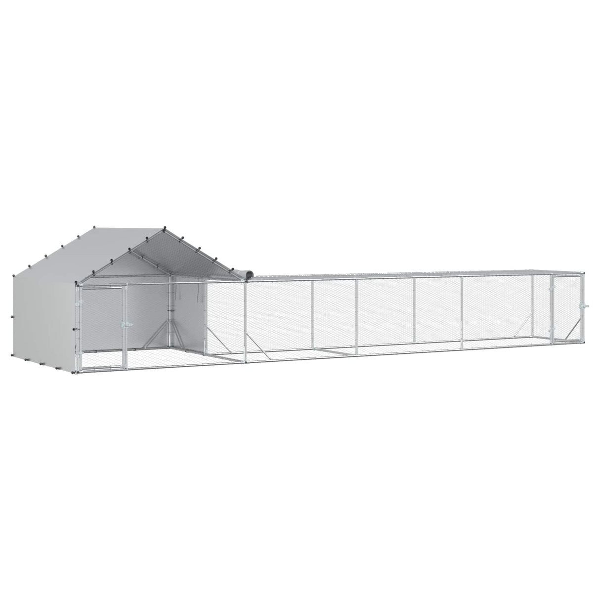 Chicken Coop with Roof and Yard 2 pcs Silver 7 x 2 x 1.5 m