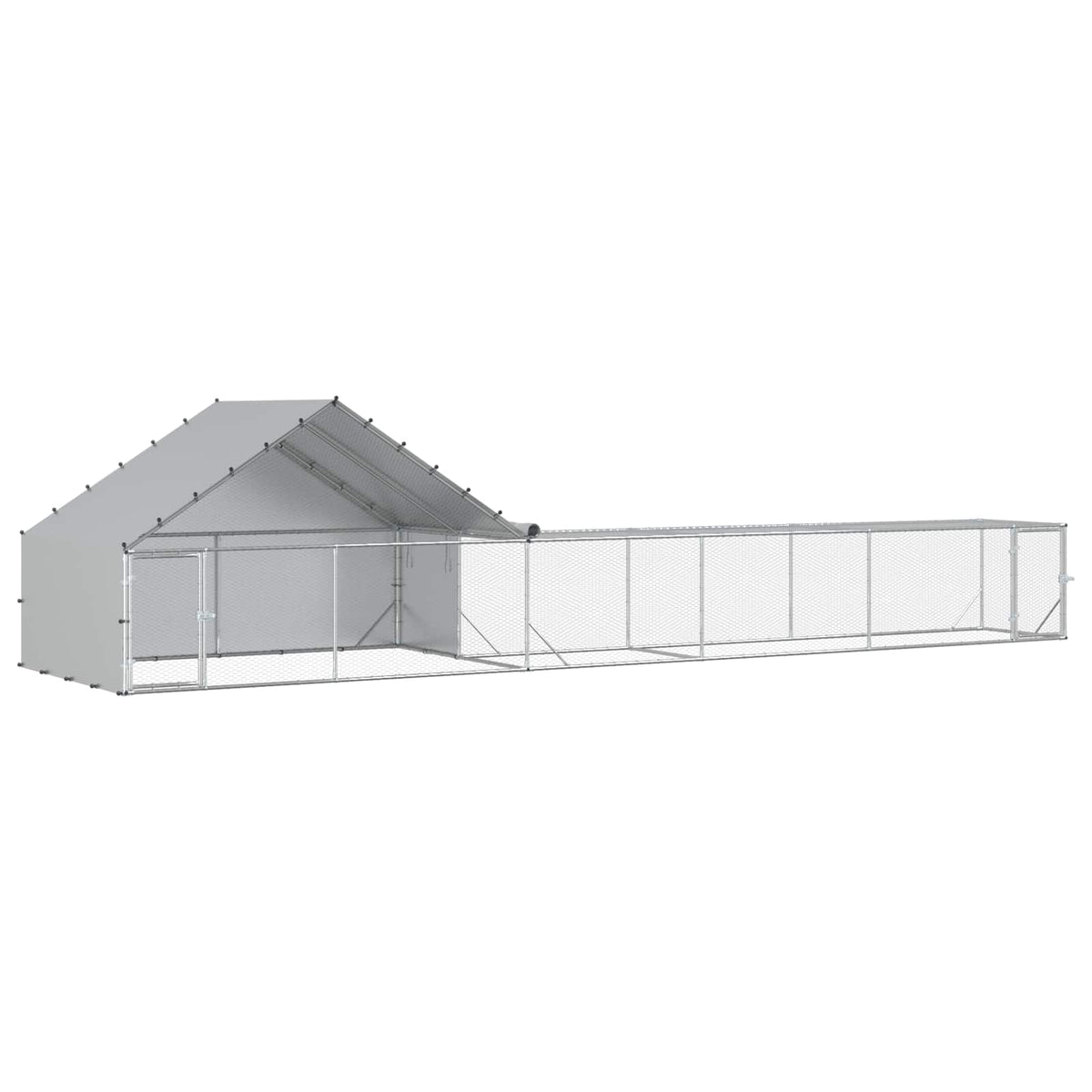 Chicken Coop with Roof and Yard 2 pcs Silver 8 x 2 x 1.9 m