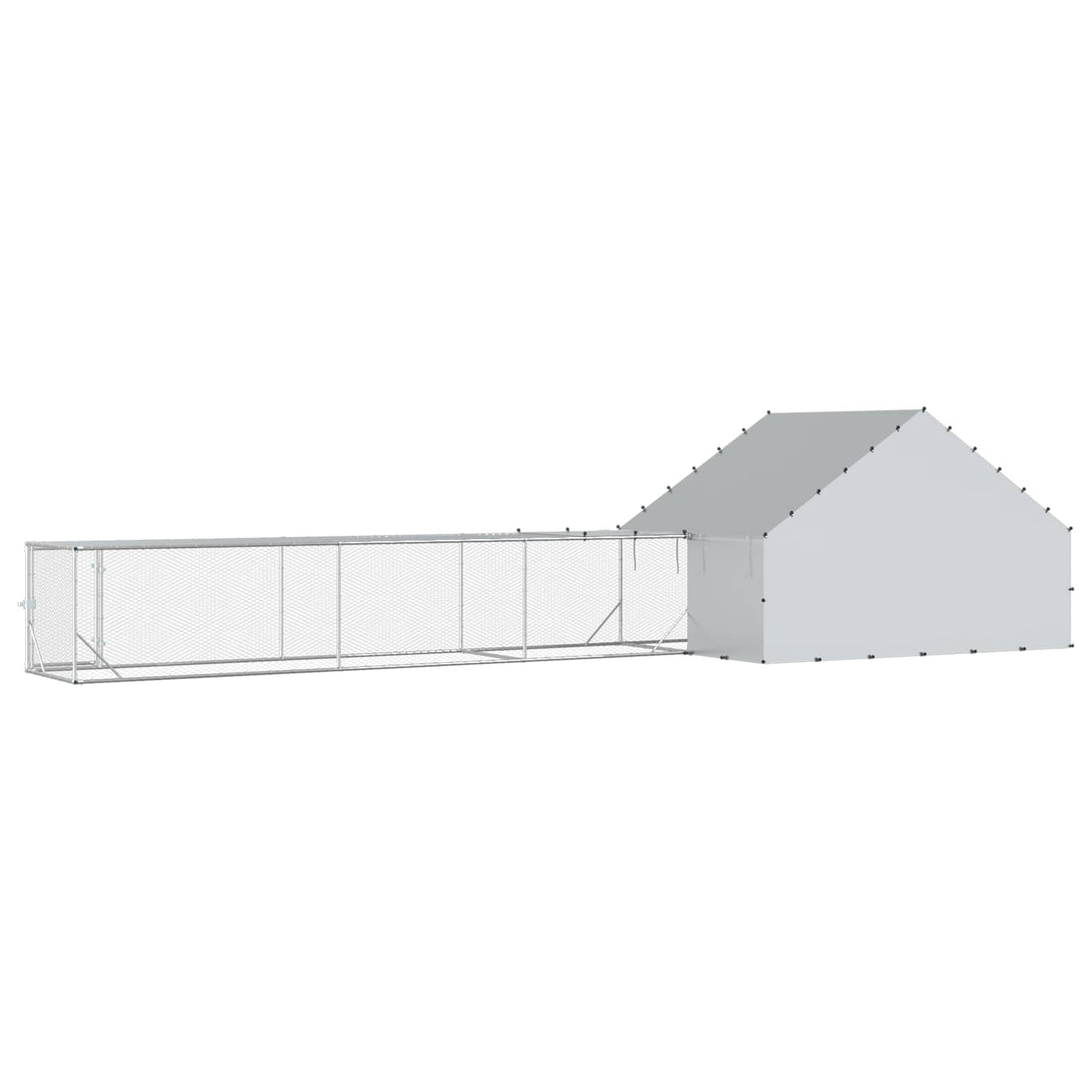Chicken Coop with Roof and Yard 2 pcs Silver 8 x 2 x 1.9 m