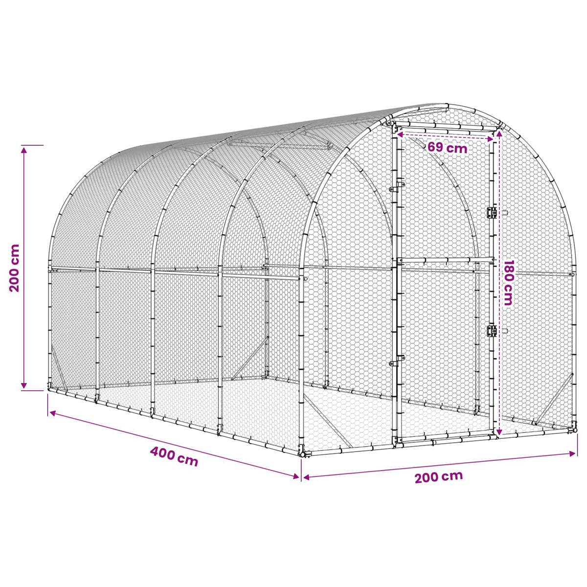 Chicken Coop Silver 400 x 200 x 200 cm Galvanised Steel