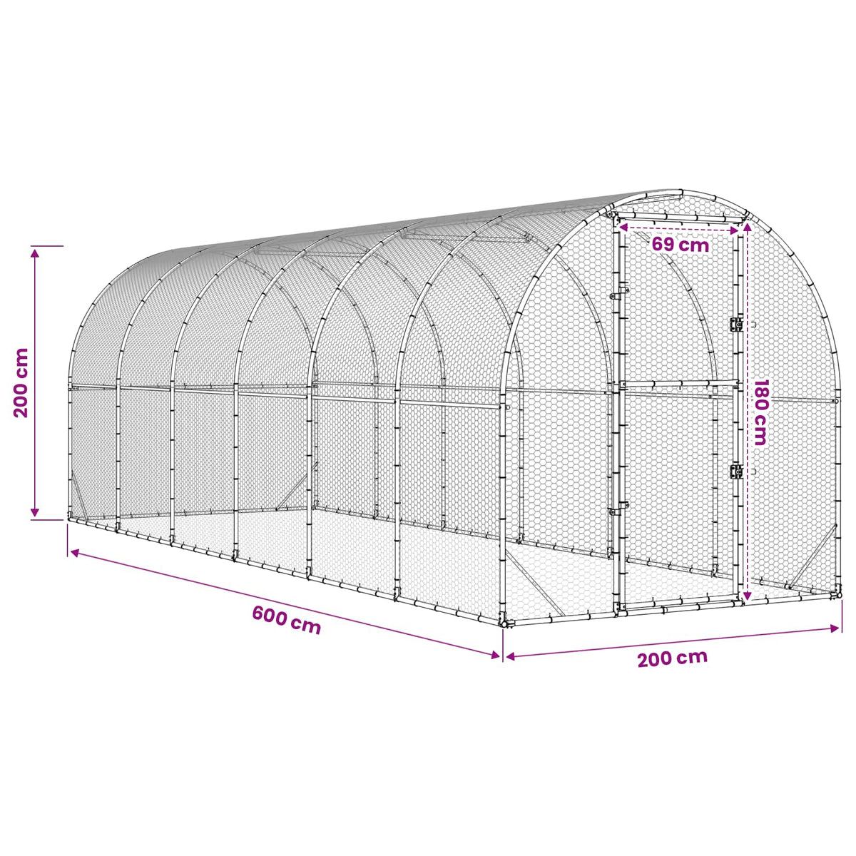 Chicken Coop Silver 600 x 200 x 200 cm Galvanised Steel
