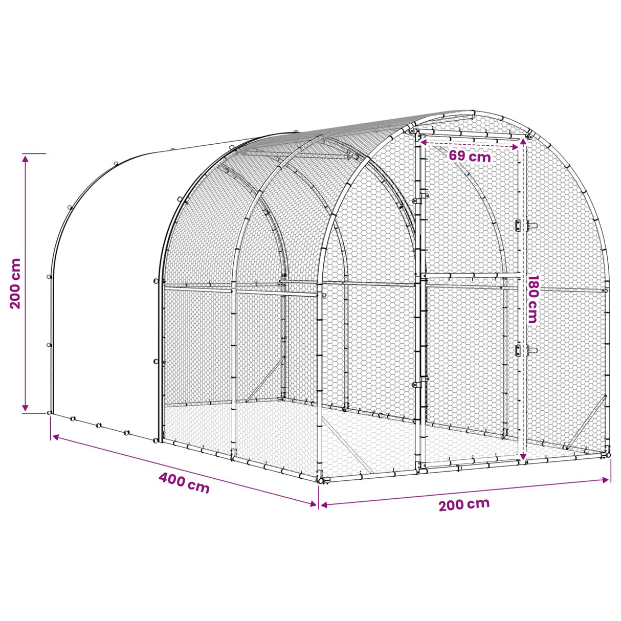 Chicken Coop Silver 400 x 200 x 200 cm Galvanised Steel