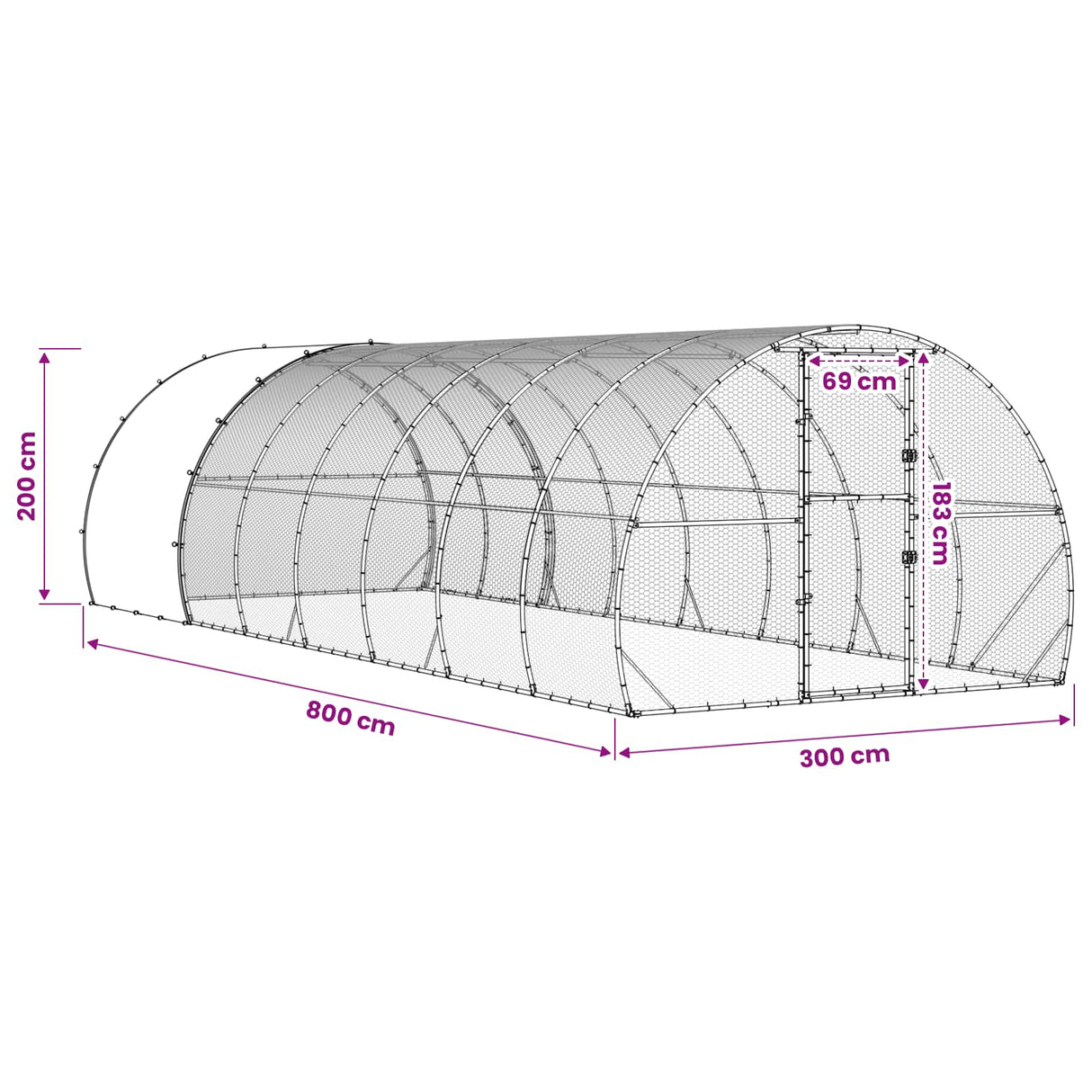 Chicken Coop Silver 800 x 300 x 200 cm Galvanised Steel