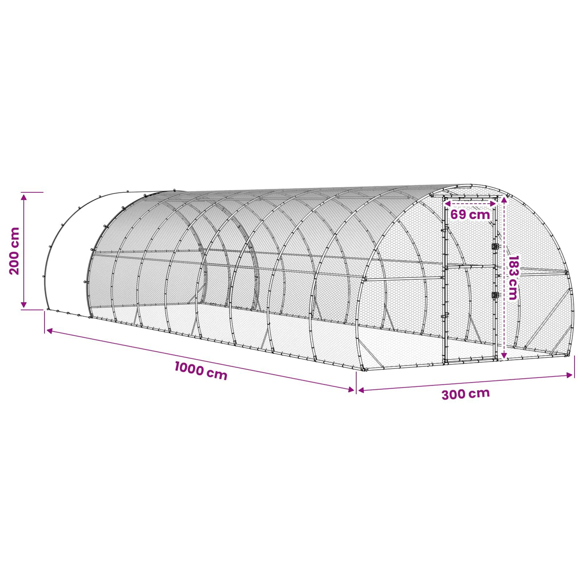 Chicken Coop Silver 1000 x 300 x 200 cm Galvanised Steel