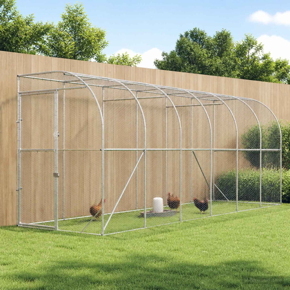 Against Wall Chicken Coop Silver 600 x 150 x 215 cm