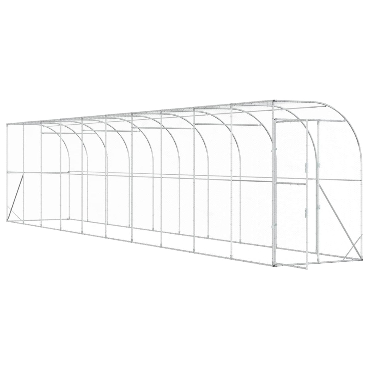 Against Wall Chicken Coop Silver 600 x 150 x 215 cm
