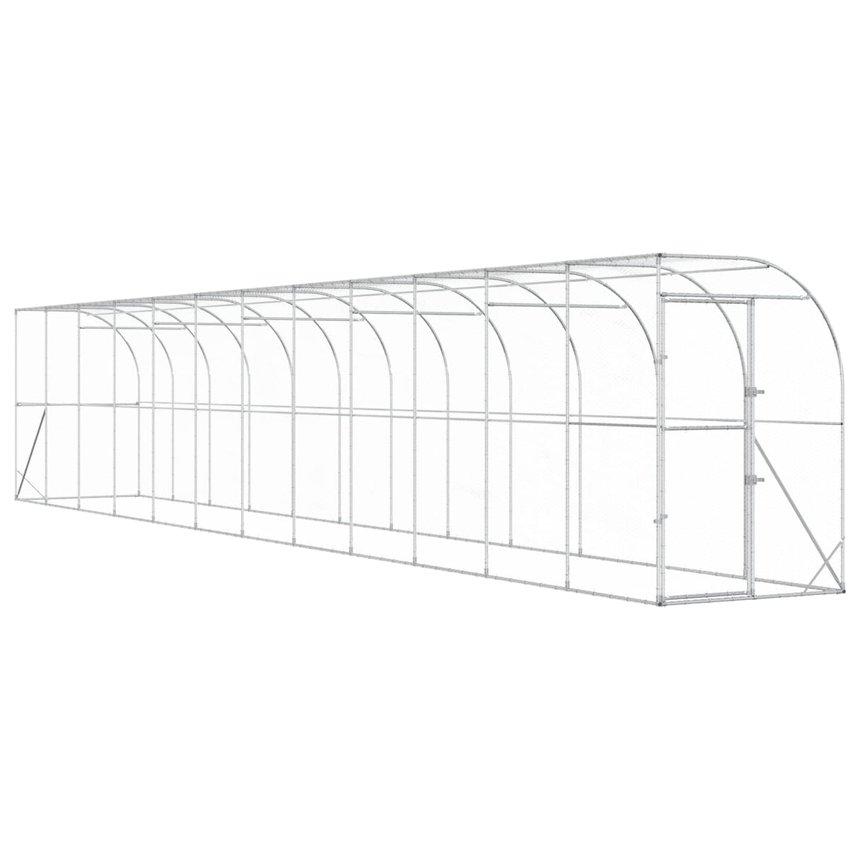 Against Wall Chicken Coop Silver 600 x 150 x 215 cm