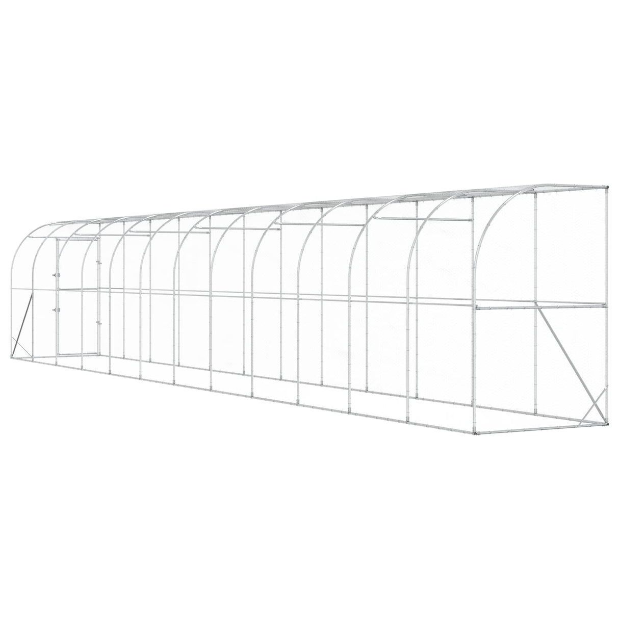 Against Wall Chicken Coop Silver 600 x 150 x 215 cm