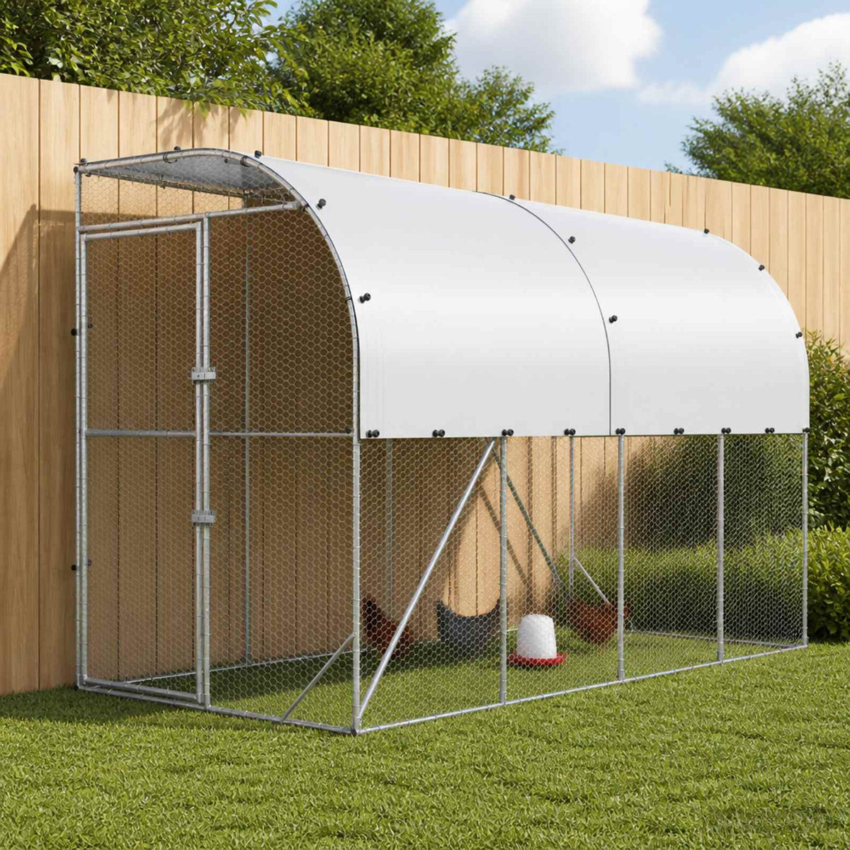 Against Wall Chicken Coop Silver 600 x 150 x 215 cm