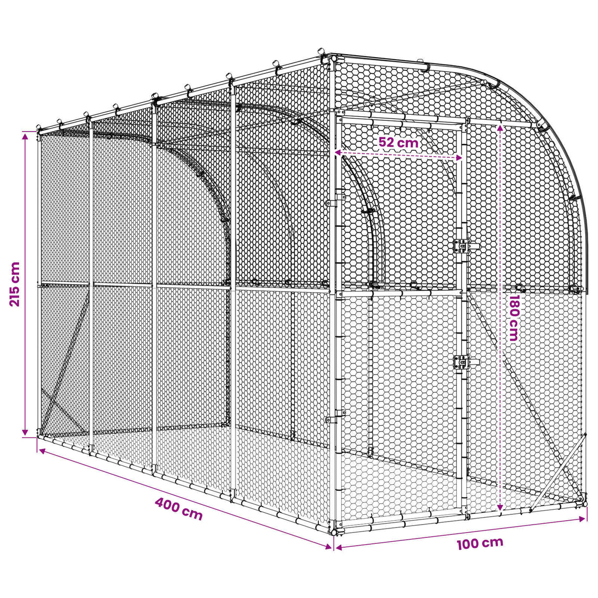 Against Wall Chicken Coop Silver 600 x 150 x 215 cm