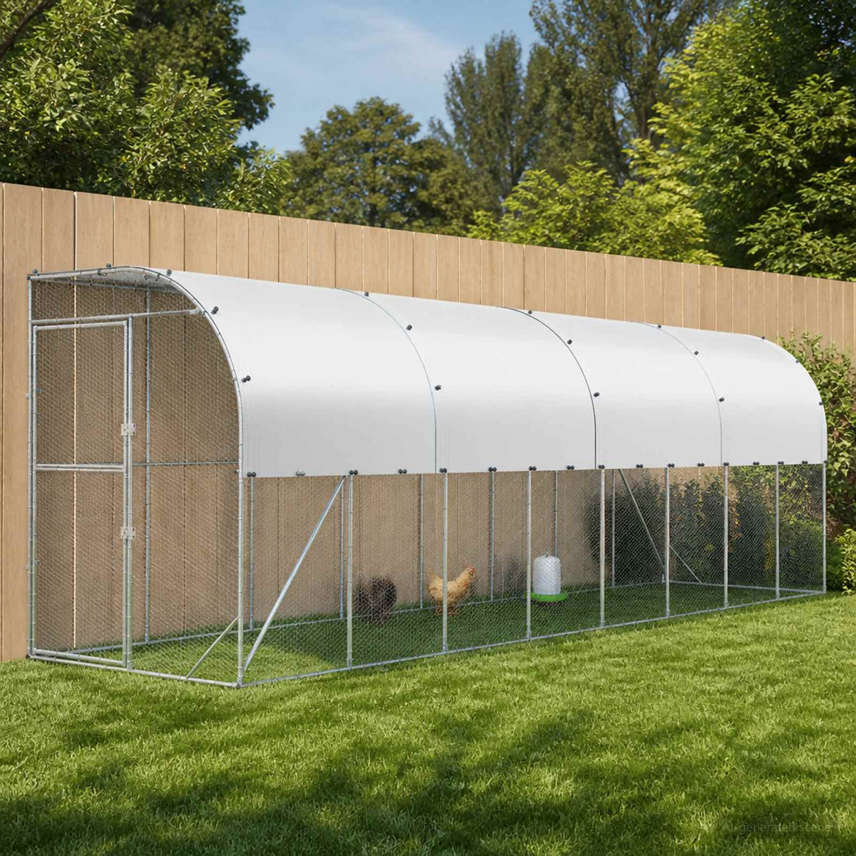 Against Wall Chicken Coop Silver 600 x 150 x 215 cm