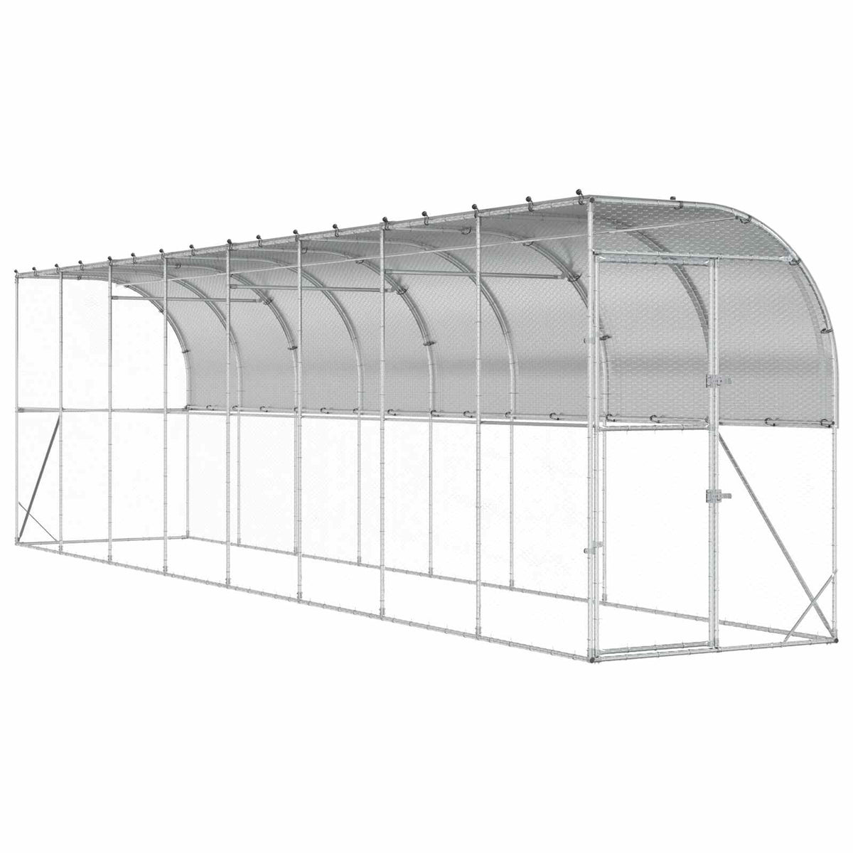 Against Wall Chicken Coop Silver 600 x 150 x 215 cm