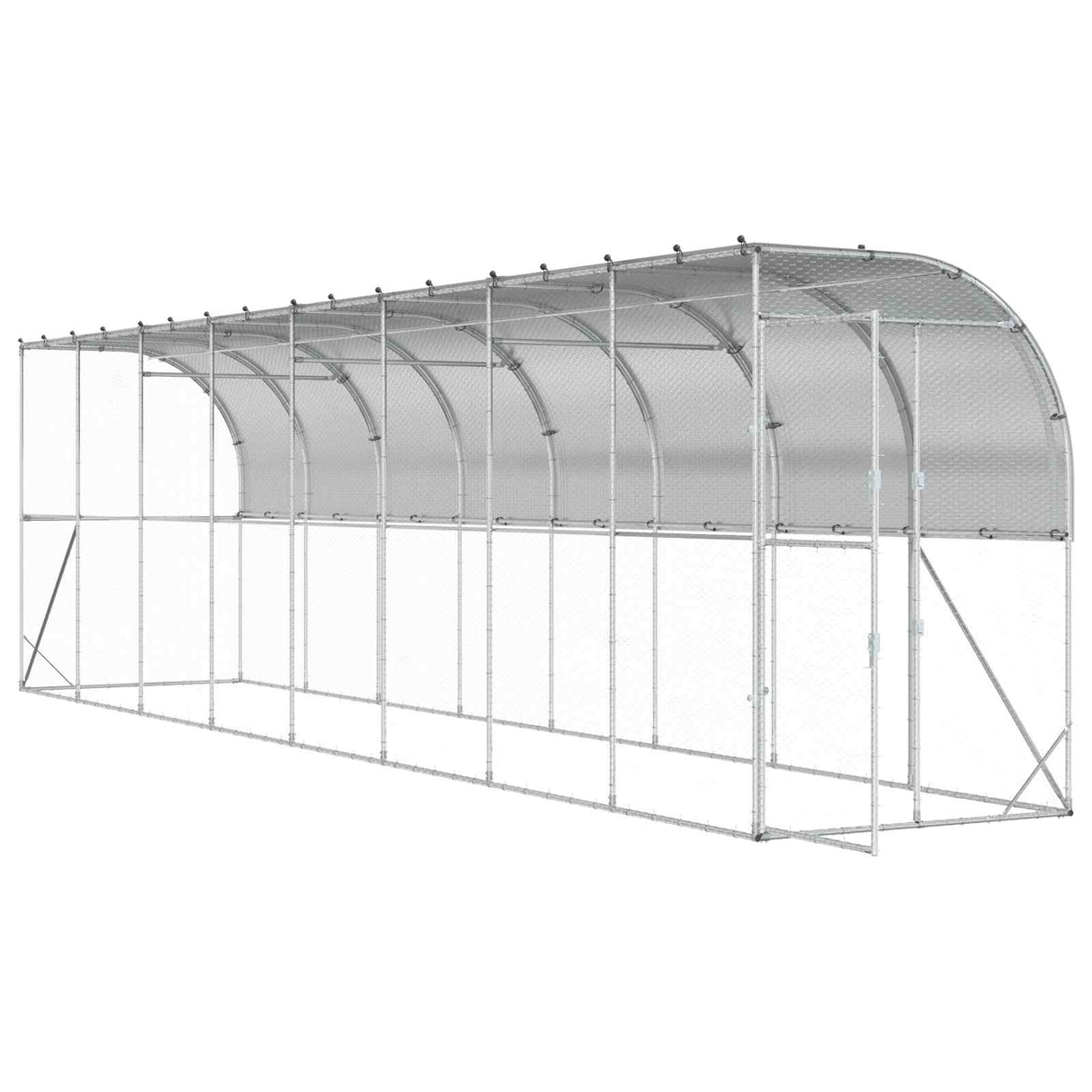 Against Wall Chicken Coop Silver 600 x 150 x 215 cm