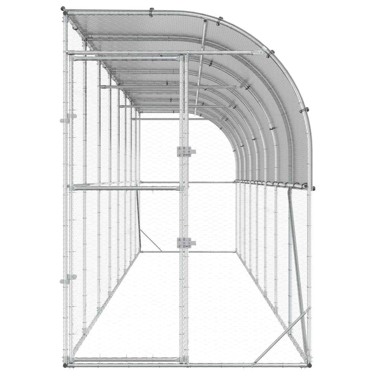 Against Wall Chicken Coop Silver 600 x 150 x 215 cm
