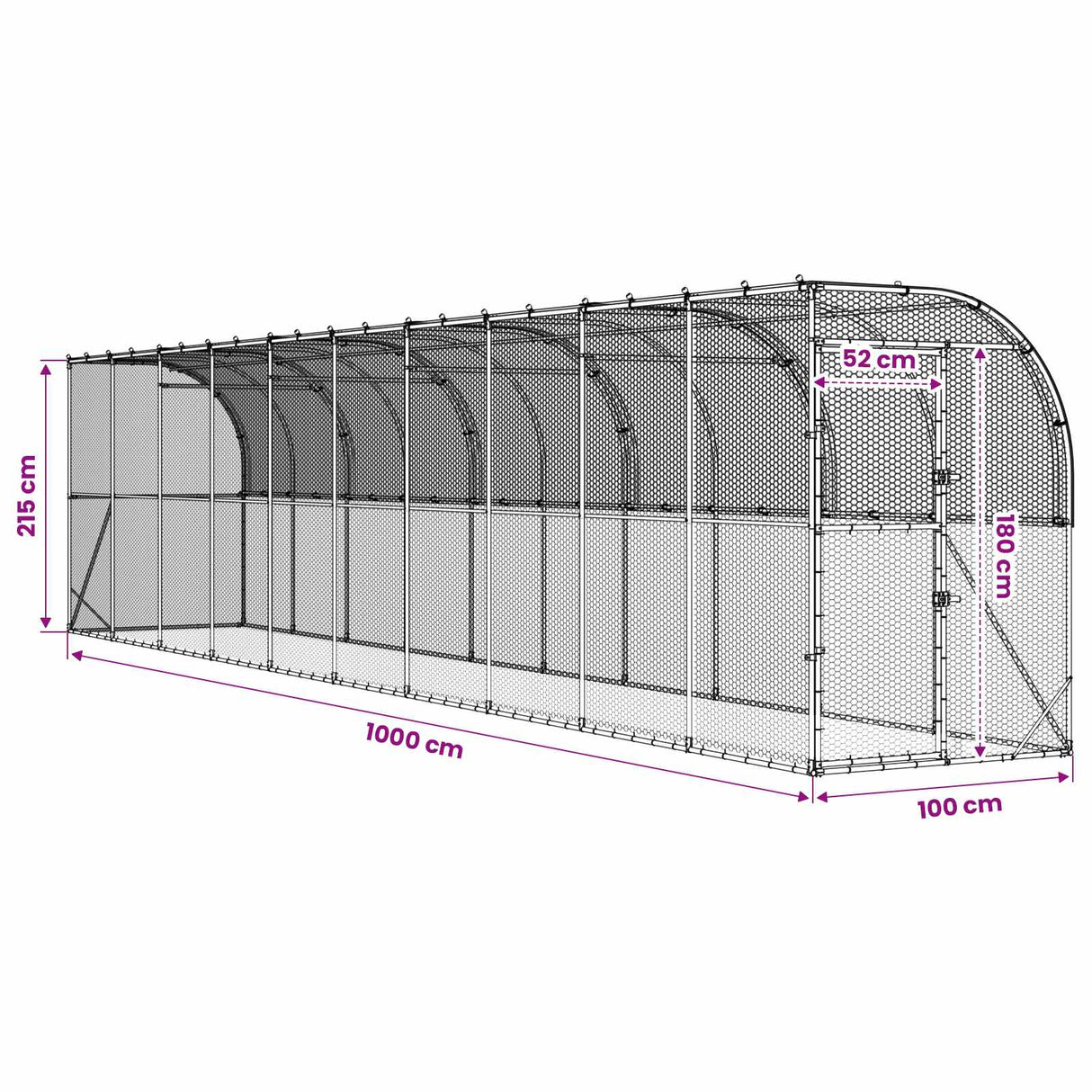 Against Wall Chicken Coop Silver 600 x 150 x 215 cm