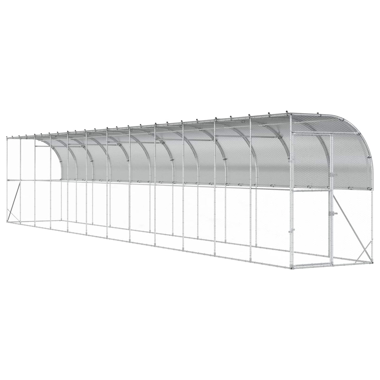 Against Wall Chicken Coop Silver 600 x 150 x 215 cm