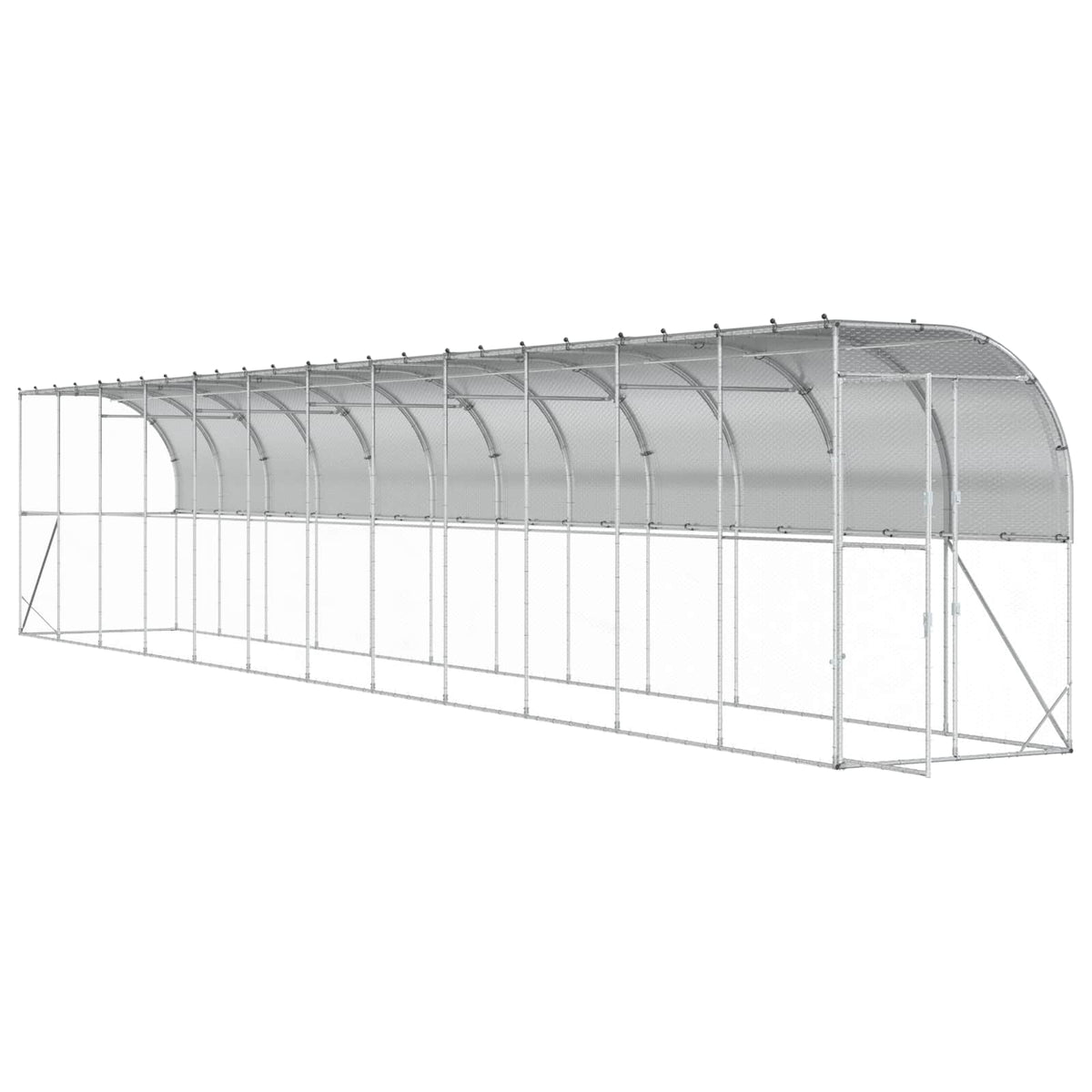 Against Wall Chicken Coop Silver 600 x 150 x 215 cm